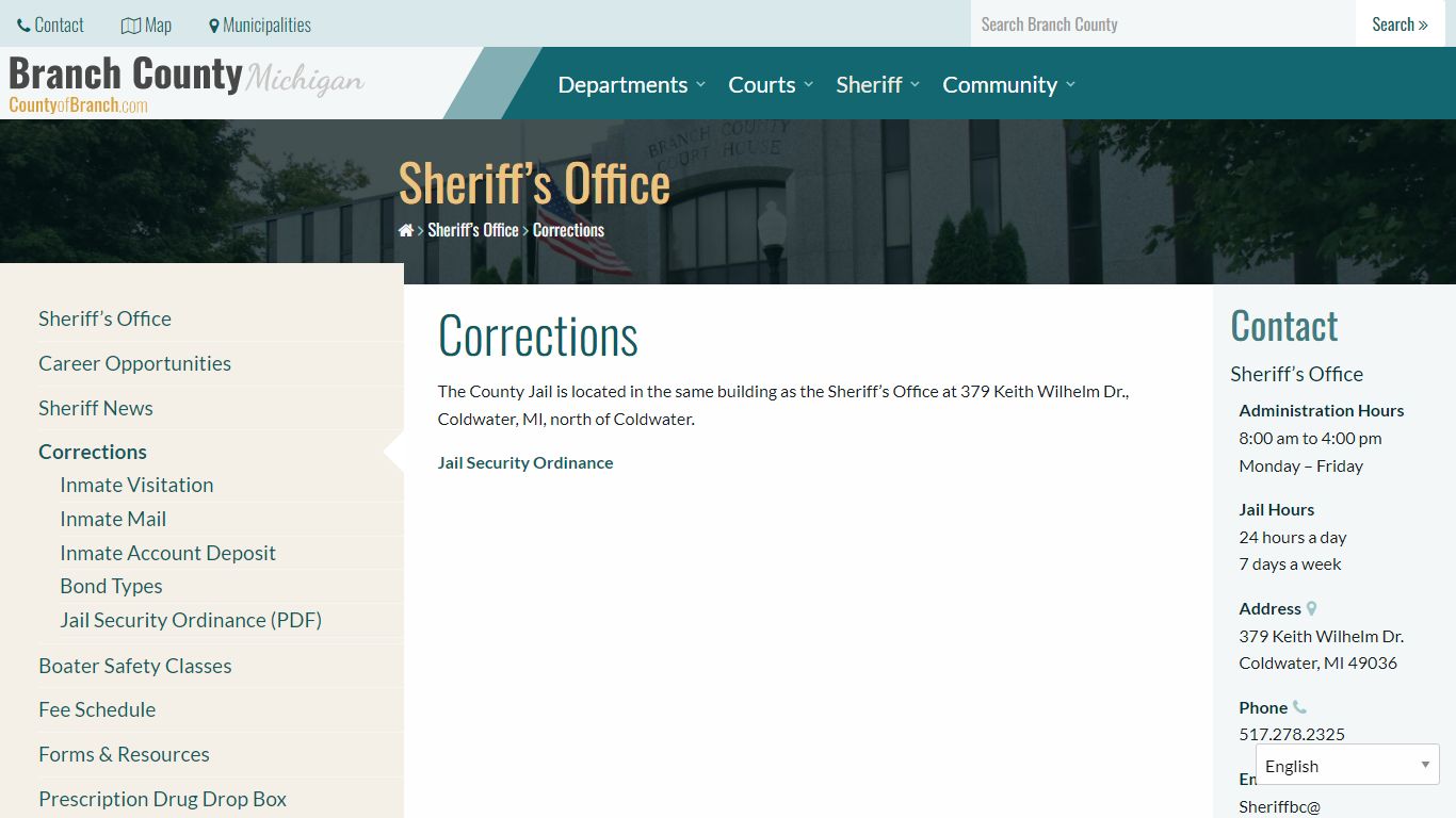 Corrections – Branch County, Michigan